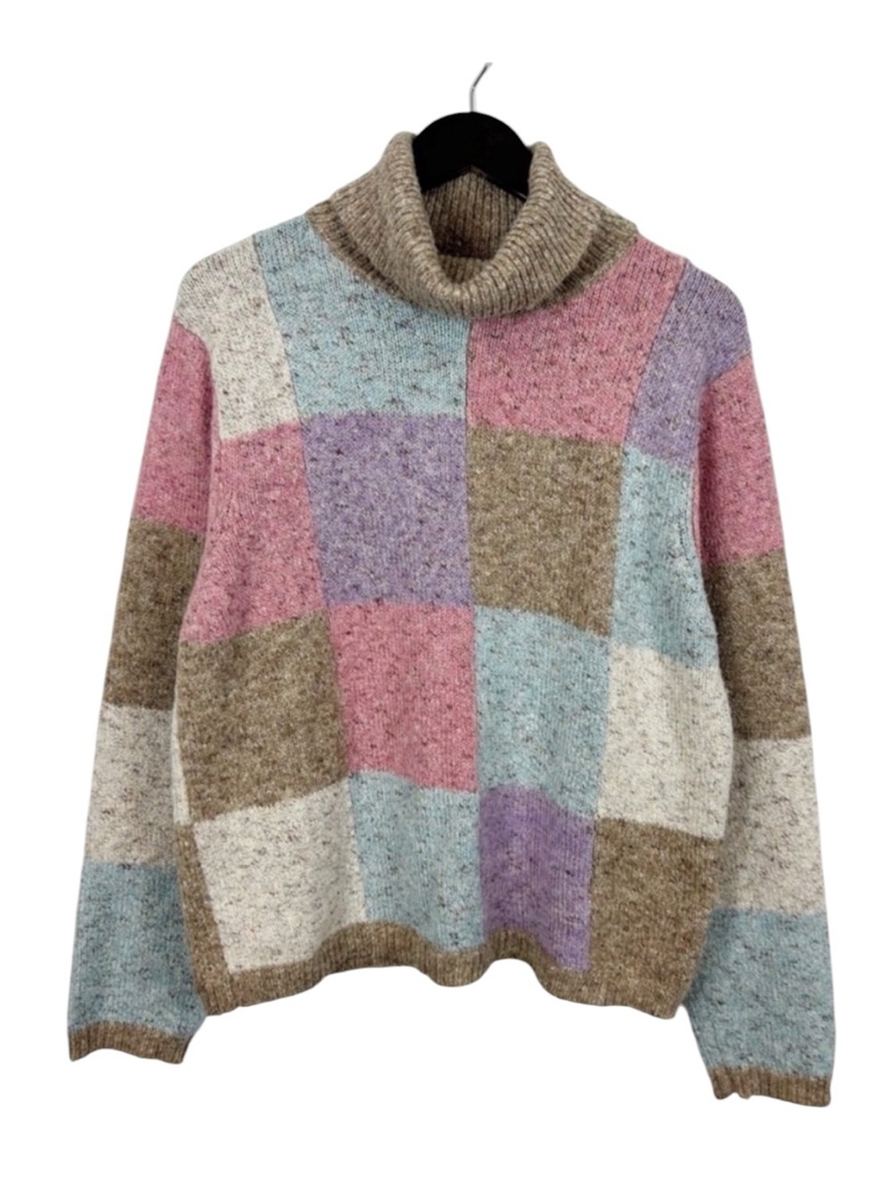 Fashion Bug Turtleneck Sweater Women's Size X-Large Vintage Pastel Block Print